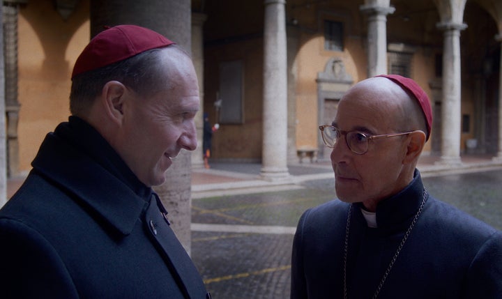 Actors Ralph Fiennes, left, and Stanley Tucci are seen in 2024's "Conclave."