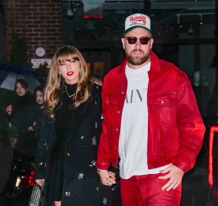 Taylor Swift and Travis Kelce out in New York on Dec. 28, 2024. The star tight end explained his opposition to fall weddings during this week's episode of his podcast, "New Heights."