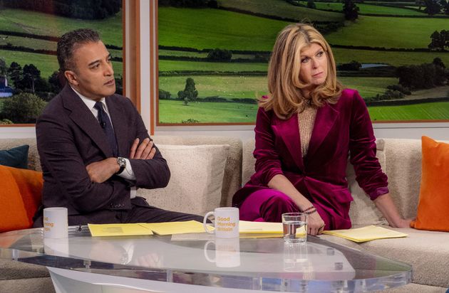 Adil Ray and Kate Garraway pictured in the Good Morning Britain studio last week