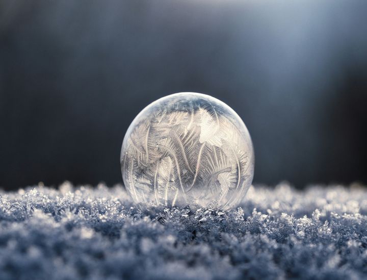 A freezing water droplet