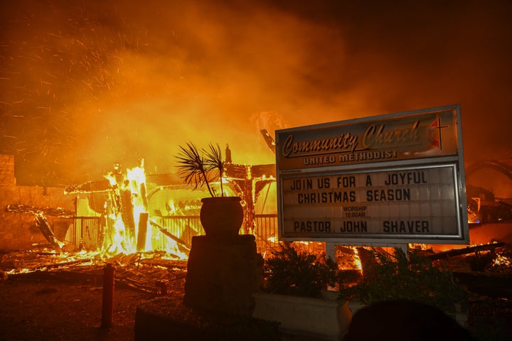 The Pacific Palisades fire (depicted) has become the most destructive in Los Angeles history.