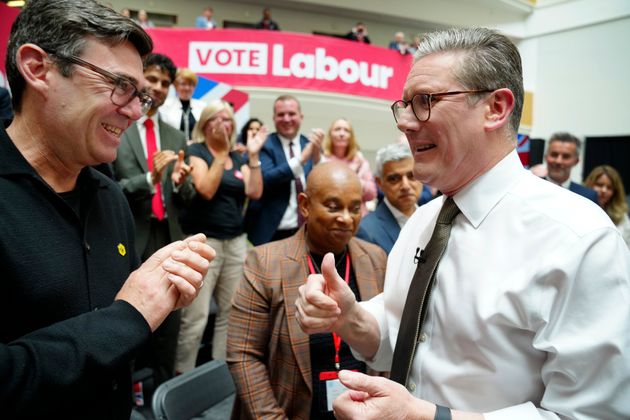 Keir Starmer with Andy Burnhamat the launch of Labour's 2024 general election manifesto in Manchester last June.