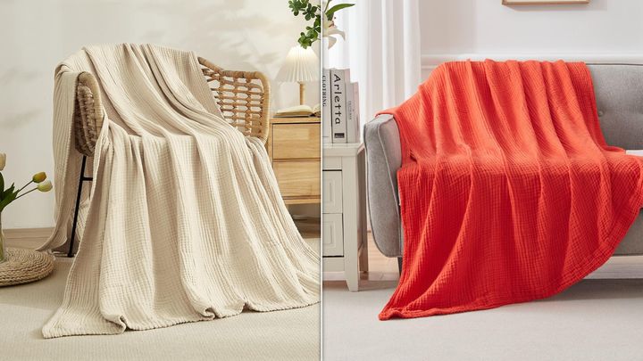 The famous muslin cotton throw blanket is on sale now on Amazon.