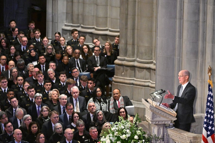 Steve Ford, son of the late former President Gerald Ford, speaks at the National Cathedral funeral service for former President Jimmy Carter on Thursday.