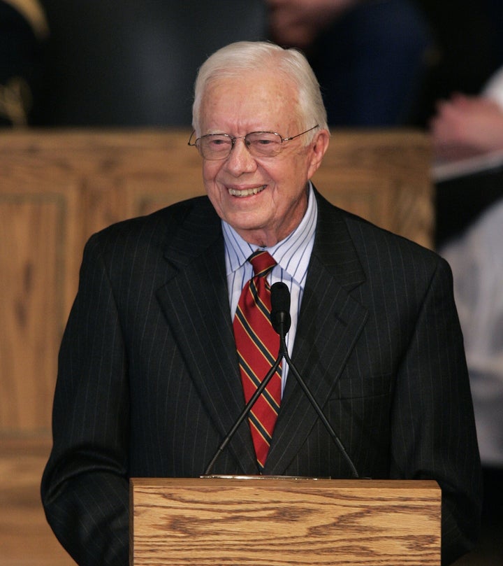 Carter is seen speaking during Ford's funeral service on Jan. 3, 2007.