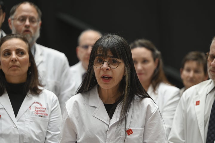 A group of medical professionals from across the U.S. held a press conference at the Hart Senate Office Building on the health care crisis in northern Gaza, on Jan. 8, 2025, in Washington, D.C.