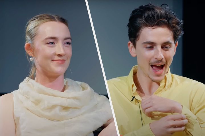 Saoirse Ronan and Timothée Chalamet pictured during a recent Q&A for Vanity Fair