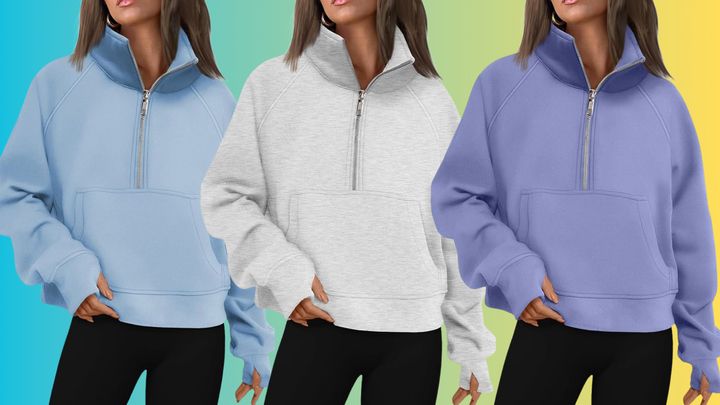 This highly-rated women's quarter-zip cropped fleece pullover is currently on sale starting at $25.99. 