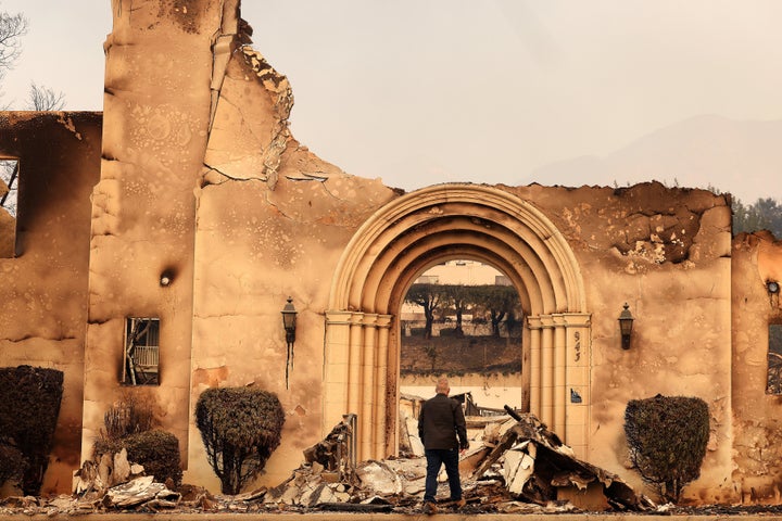 Altadena Community Church was one of the structures burned down by the Eaton Fire in Altadena on Thursday, Jan. 9, 2025.