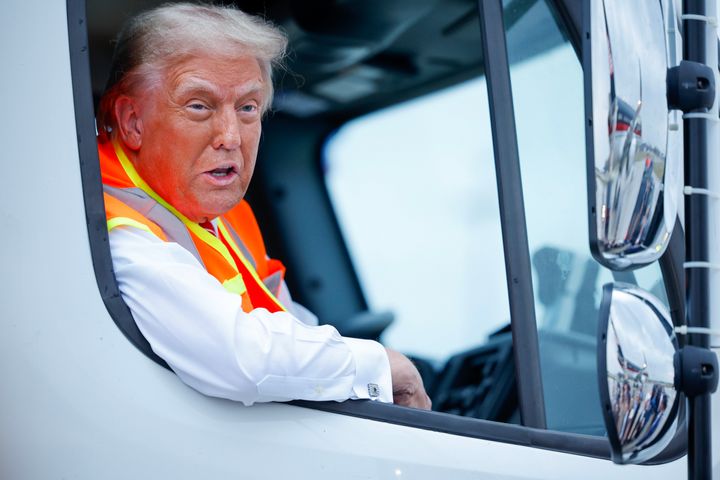 Donald Trump held a news conference from inside a dumpster truck in Green Bay, Wisconsin, during the 2024 campaign.