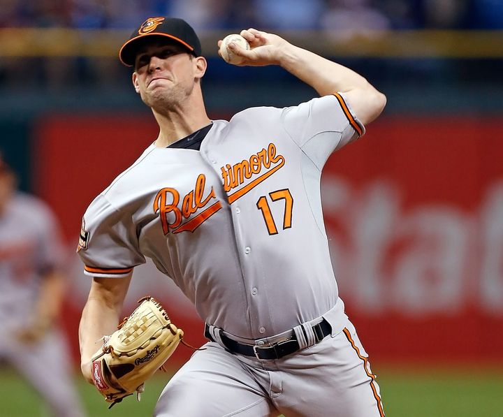 Pitcher Brian Matusz #17 of the Baltimore Orioles pitches against the Tampa Bay Rays during the game at Tropicana Field on Oct. 2, 2012, in St. Petersburg, Florida.