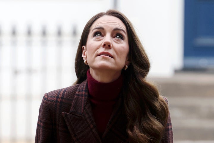 Britain's Princess Kate arrives for a visit to The Royal Marsden Hospital, where she received her cancer treatment, in London, Tuesday Jan. 14, 2025 in London, England. (Chris Jackson/Pool Photo via AP)