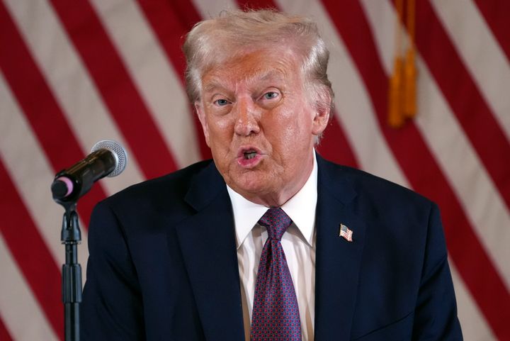 President-elect Donald Trump speaks during a meeting with Republican governors at Mar-a-Lago, Thursday, Jan. 9, 2025, in Palm Beach, Fla. (AP Photo/Evan Vucci)