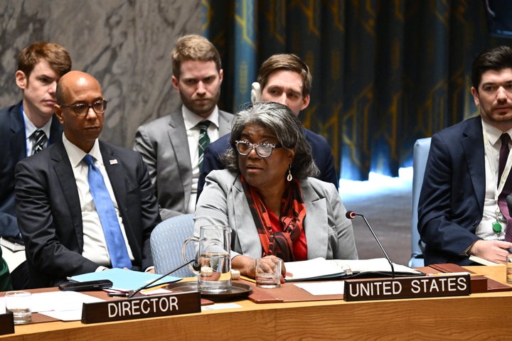 U.S. Ambassador to the United Nations Linda Thomas-Greenfield speaks on Nov. 18 at a United Nations Security Council meeting on the conflict in the Middle East.