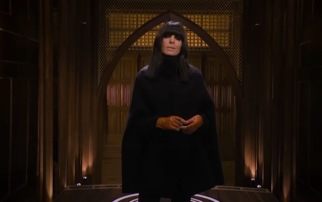 Claudia Winkleman in the Traitors' iconic round table room