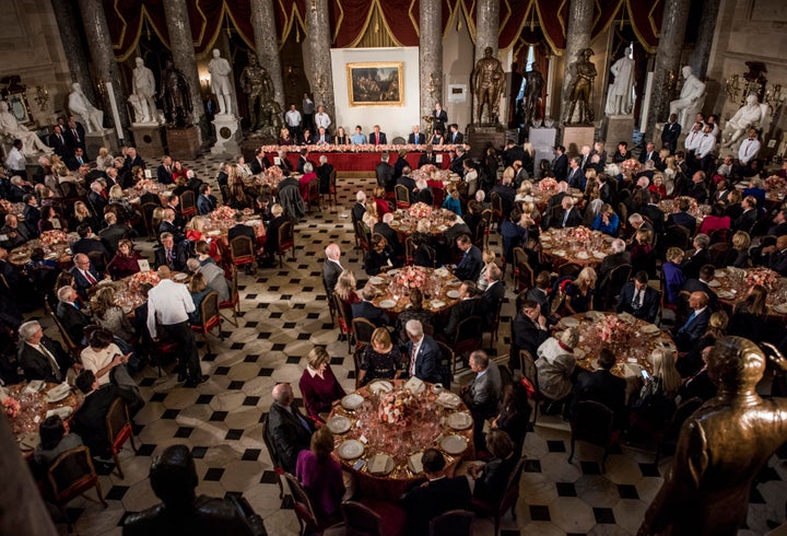 The event's guests included former Secretary of State and first lady Hillary Clinton and her husband, former President Bill Clinton, as well as Congressional leaders and lawmakers.