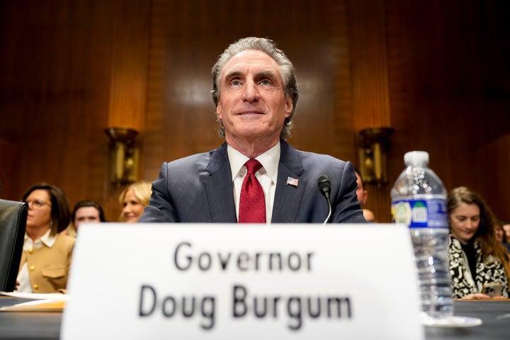 Former North Dakota Gov. Doug Burgum, who is President-elect Donald Trump's nominee to serve as secretary of the interior, arrives Thursday for a Senate Energy and Natural Resources Committee confirmation hearing.