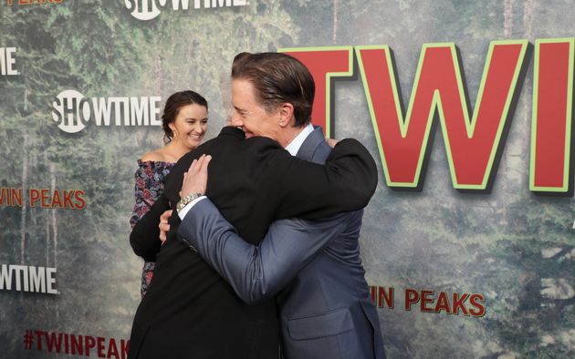 David Lynch and Kyle Maclachlan share a hug at the premiere of Twin Peaks: The Return