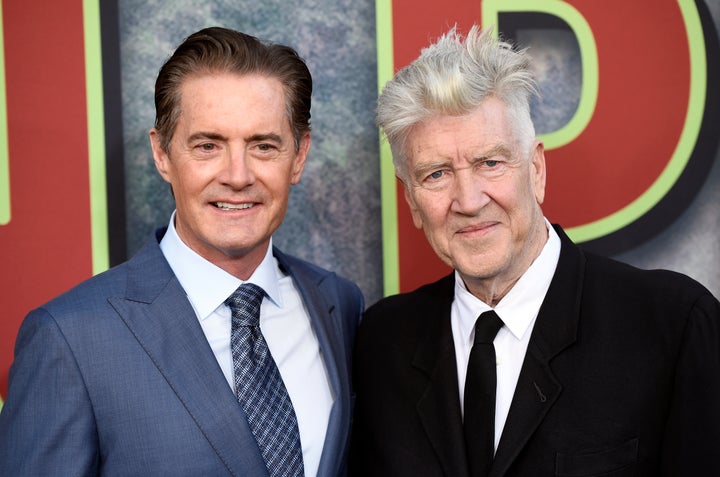 David Lynch, right, the co-creator, director and executive producer of "Twin Peaks," poses with cast member Kyle MacLachlan at the premiere of the Showtime series at The Theatre at Ace Hotel on Friday, May 19, 2017, in Los Angeles. (Photo by Chris Pizzello/Invision/AP)