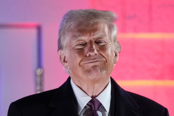 President-elect Donald Trump smiles after a fireworks show at Trump National Golf Club in Sterling on Saturday.