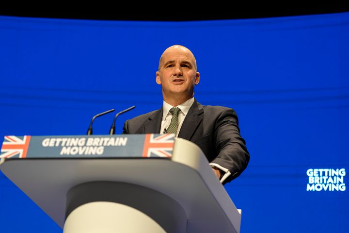 Jake Berry speaking at the 2022 Conservative Party conference in Birmingham.)