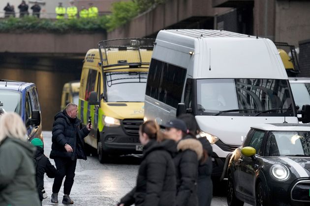 An escorted prison van believed to contain Axel Rudakubana leaves Liverpool Crown Court in Liverpool, where Rudakubana pleaded guilty to killing three girls and wounding 10 other people in a stabbing rampage at a Taylor Swift-themed dance class last summer.