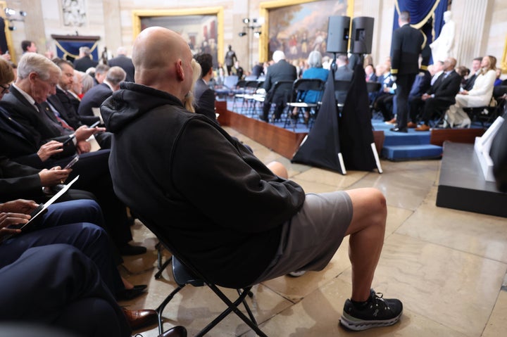 Fetterman attends Trump's indoor inauguration ceremony looking like he just came from the gym.