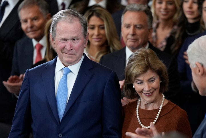 Former President George W. Bush and former first lady Laura Bush attend the Inauguration of Donald J. Trump in the U.S. Capitol Rotunda on Jan. 20.