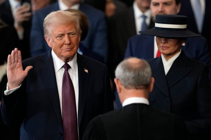 After President Donald Trump was sworn in as the 47th president of the United States in the Capitol rotunda on Monday, he gave another speech to an overflow crowd of supporters in the Capitol Visitor Center.