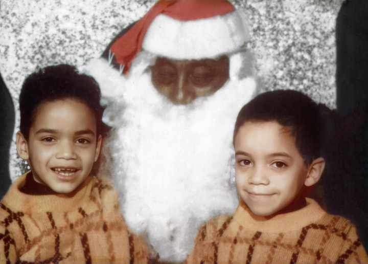 The author (right), around age 5, and his younger brother, Patrick, around age 4, with Santa Claus in Baltimore. "This is about four years after our mother vanished from our lives," he writes.