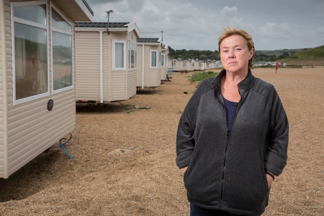 Pauline Quirke on the set of Broadchurch