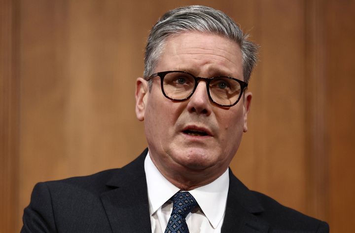 Britain's Prime Minister Keir Starmer speaks during a press conference at the Downing Street Briefing Room in London, Jan. 21, 2025.