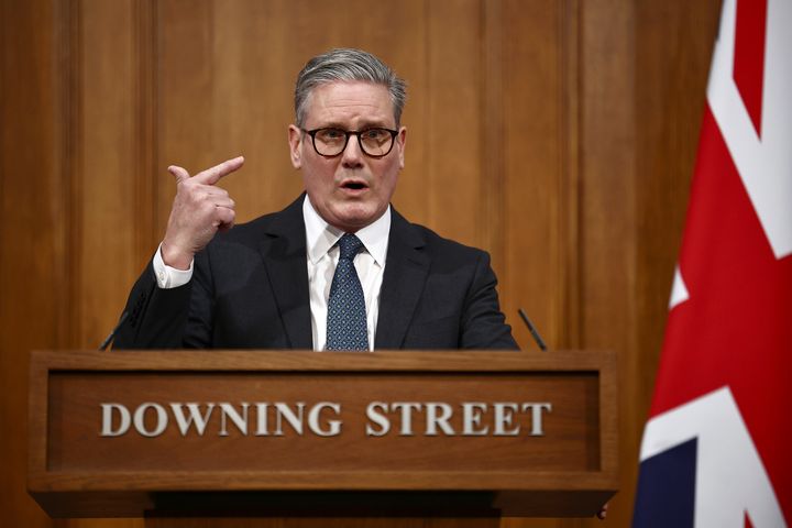 Keir Starmer speaks during the Downing Street press conference.