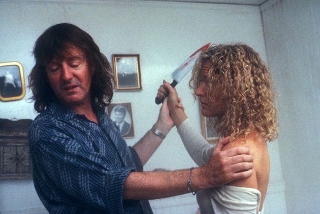 Director Adrian Lyne on the set of Fatal Attraction with Glenn Close