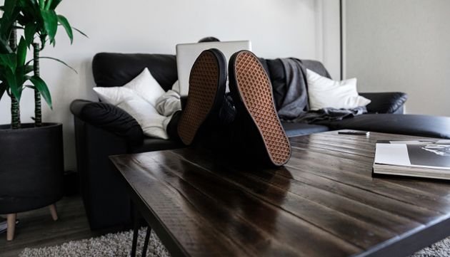 Worker with his feet up on the desk