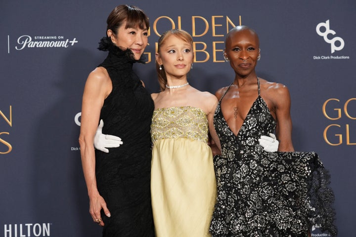 Michelle Yeoh, Ariana Grande and Cynthia Erivo at the Golden Globes