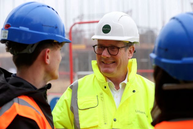 Keir Starmer visits a construction site in Cambridgeshire last month.