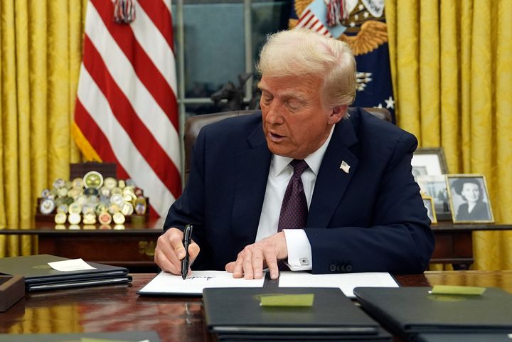 President Donald Trump signs an (unrelated) executive order on Monday. 