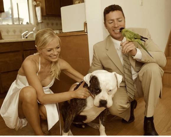 The writer with her husband and Zoe on their wedding day.