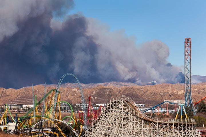 The Hughes fire as seen from Magic Mountain.