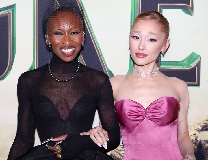 Cynthia Erivo and Ariana Grande pose at the Ozdust Ball "Wicked" New York City Premiere at the Museum of Modern Art on Nov. 14, 2024.