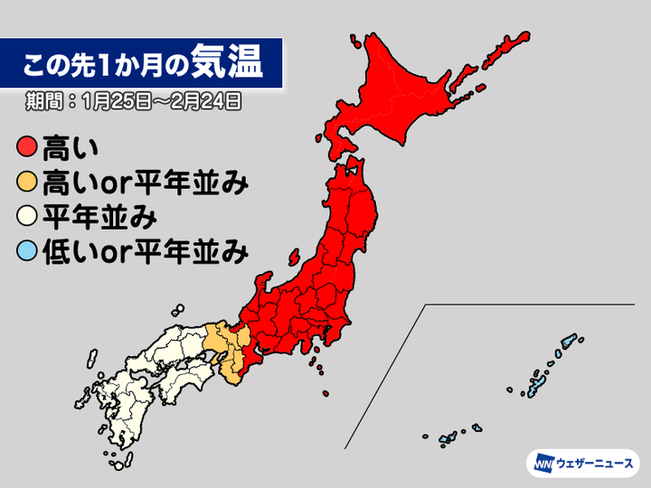 この先1か月の気温