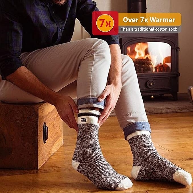 Heat Holders socks are designed to be seven times warmer than your average cotton sock.