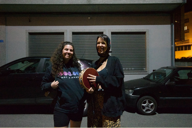 Carolina (left) and Cristina (right) after arriving in Monterroso on Aug. 23.