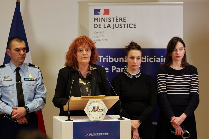 Paris Prosecutor Laure Beccuau speaks to reporters after David Balland, co-founder of cryptoassets company Ledger, and his wife were kidnapped from their home and later released by the French Gendarmerie on Jan. 23, 2025. 