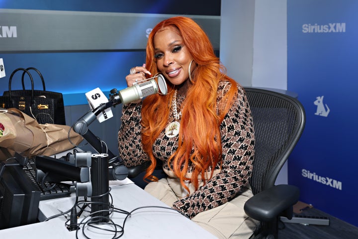 Mary J. Blige visits the SiriusXM Studios on December 17, 2024 in New York City. 