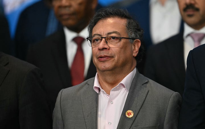 Colombian President Gustavo Petro is pictured in a group photo after attending the meeting on Sustainable Development and Energy Transition at the G20 Leaders' Meeting in Rio de Janeiro, Brazil, on Nov. 19, 2024.