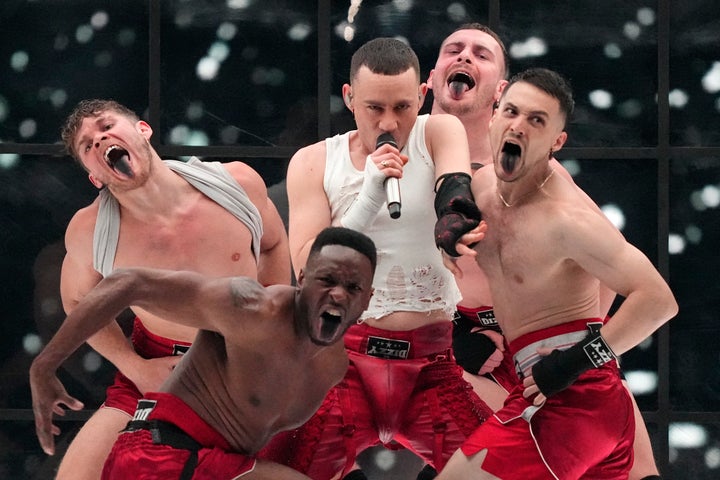 Olly Alexander on stage in Malmö last year