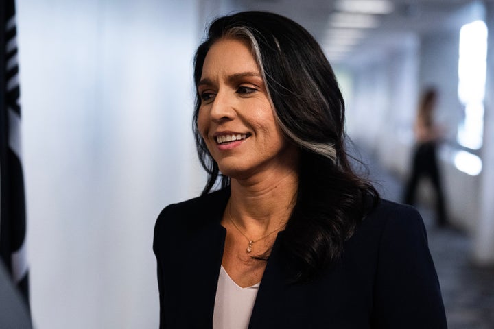 Former Rep. Tulsi Gabbard, President Donald Trump's nominee to be director of national intelligence, arrives on Capitol Hill for a Dec. 18 meeting with Sen. John Cornyn (R-Texas).