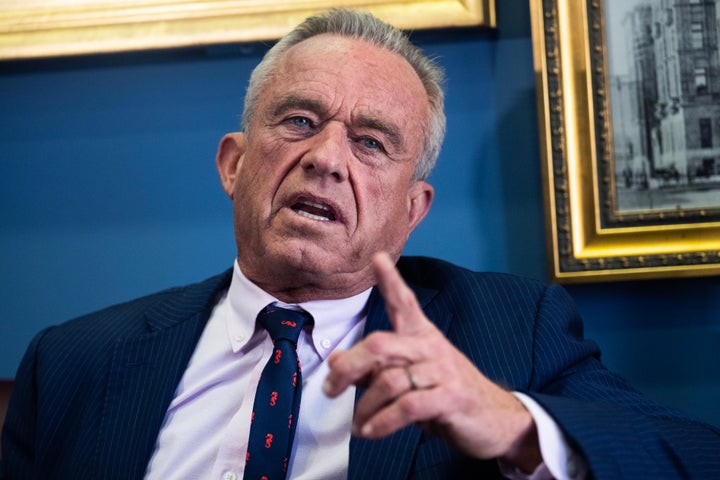 Robert F. Kennedy Jr., President Donald Trump's pick to be health secretary, meets with Sen. John Cornyn (R-Texas) on Jan. 9 on Capitol Hill.